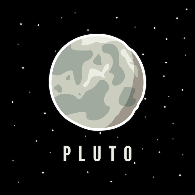 Pluto planet vector graphic template. galaxy space objects illustration.