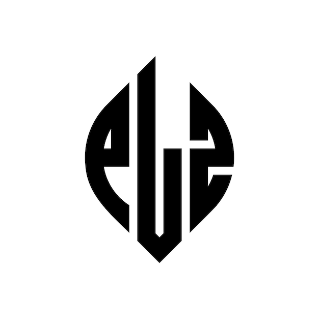 Design del logo della lettera circolare plz con forma di cerchio e ellisse lettere ellissi plz con stile tipografico le tre iniziali formano un logo circolare plz emblema circolare monogramma astratto lettera mark vettore