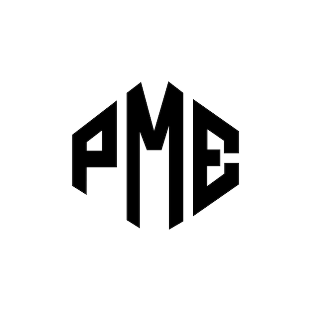 PME letter logo design with polygon shape PME polygon and cube shape logo design PME hexagon vector logo template white and black colors PME monogram business and real estate logo