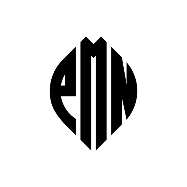 Vector pmn cirkel letter logo ontwerp met cirkel en ellips vorm pmn ellips letters met typografische stijl de drie initialen vormen een cirkel logo pmn circle emblem abstract monogram letter mark vector