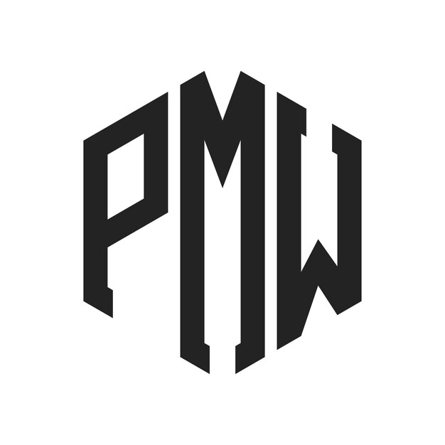 PMWのロゴデザイン: PMWのイニシャル・レター PMWのモノグラム 六角形の形を用いたロゴ