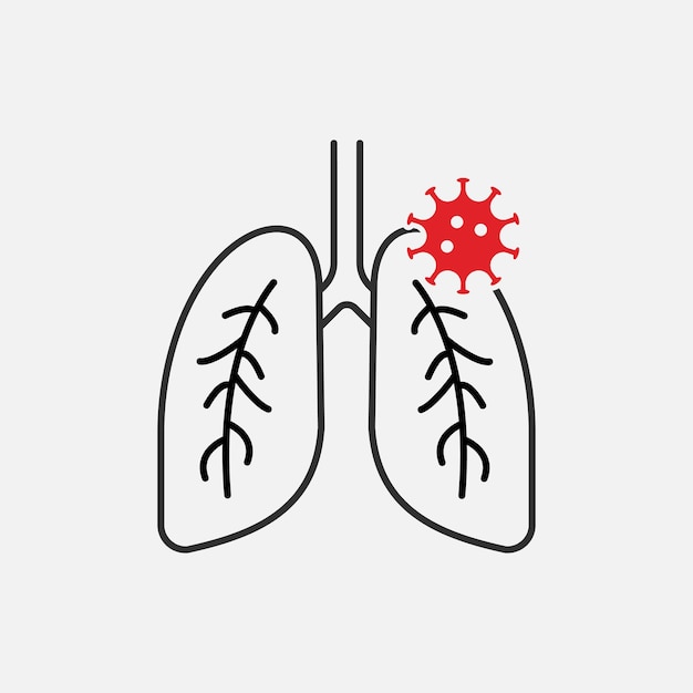 肺炎アイコン 喘息または結核白地編集可能なストローク ベクトル図 eps10 ライン シンボル