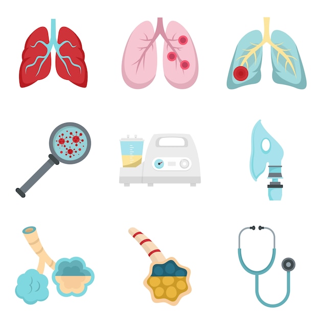 Pneumonia icon set