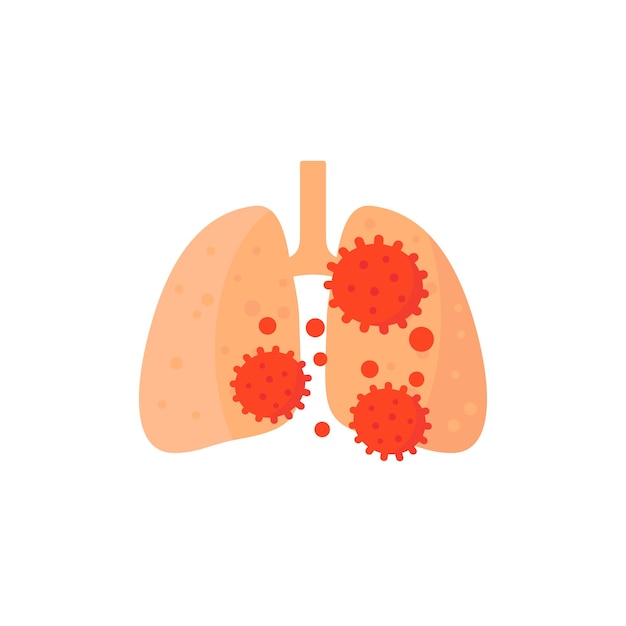 Pneumonia icon, virus in lungs