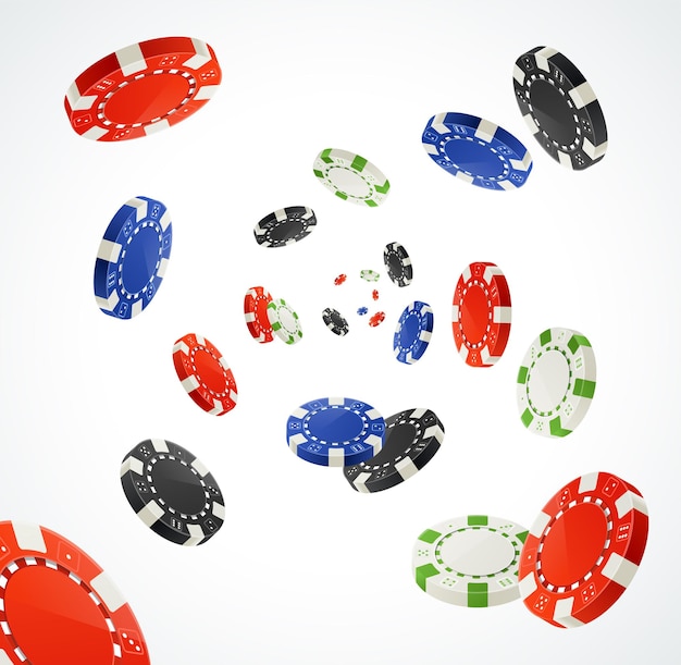 Вектор Концепция победителя дождя обломоков покера изолированная на белизне. игровые фишки для вашего дизайна