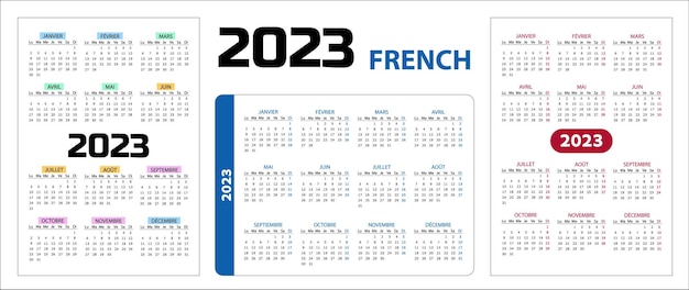 Pocket calendar on 2023 year French Set