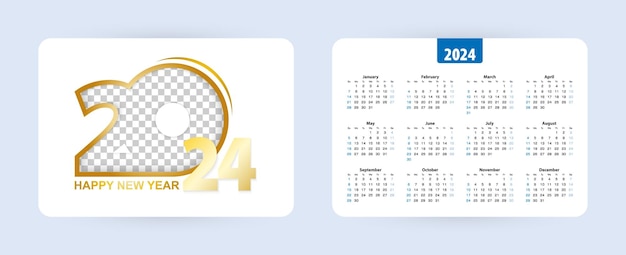 Pocket kalender 2024 week begint op zondag