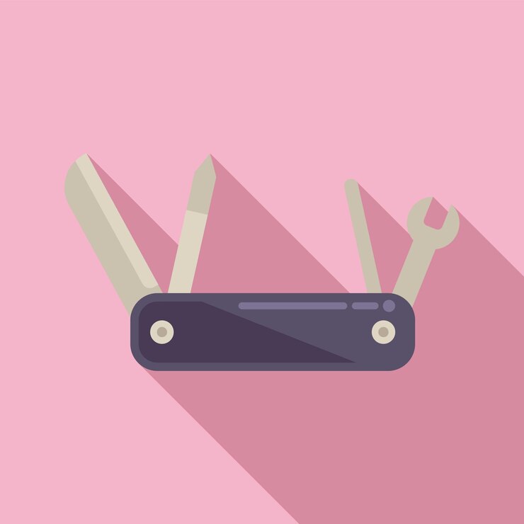 Vector pocket knife icon flat vector army multitool metal kit