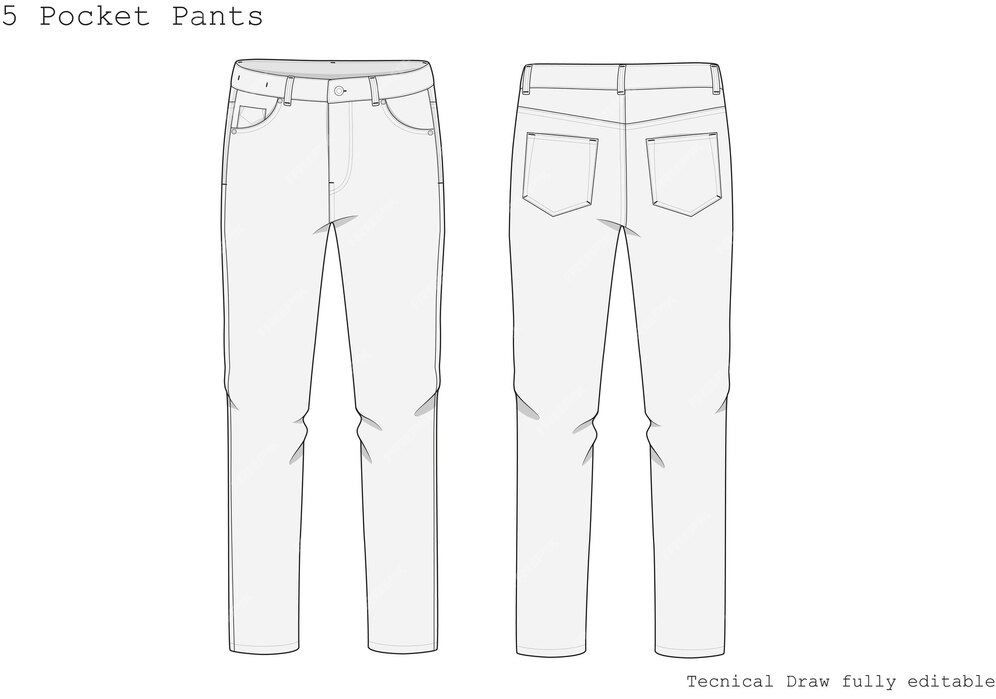 Premium Vector | Pocket pants technical hand draw