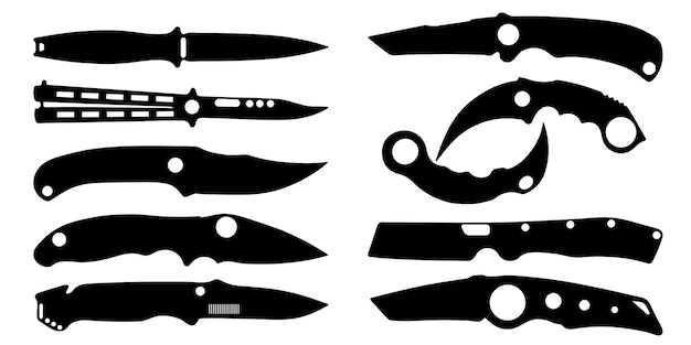 Vector pocketknife vector silhouette set