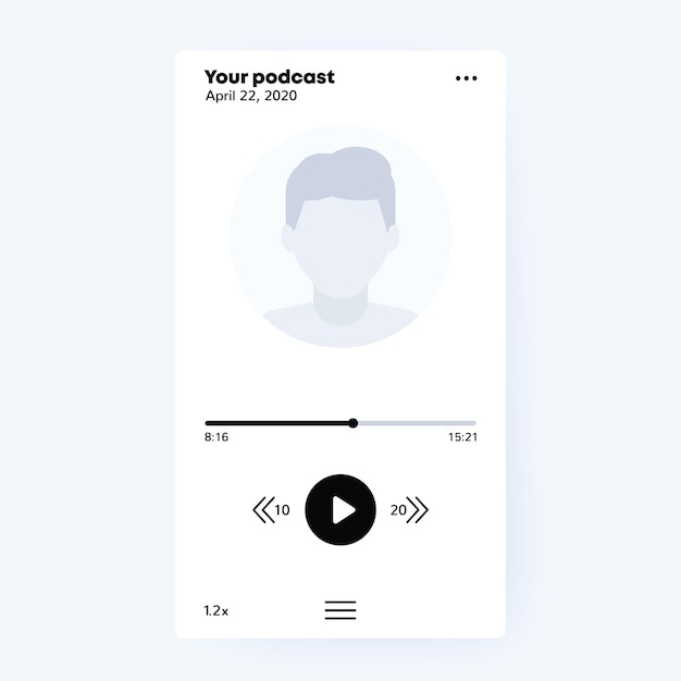 Vector podcast app, mobile ui, minimal design, vector