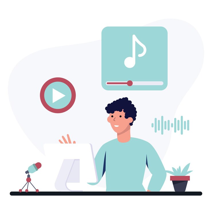 Vector podcast audio content creater concepts