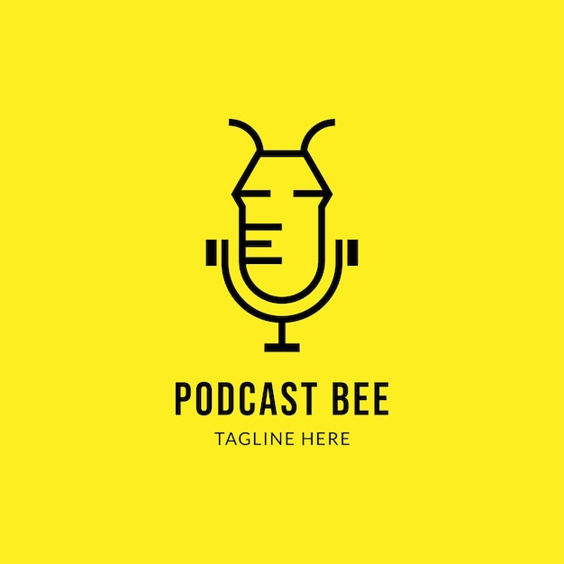 Podcast bee logo design