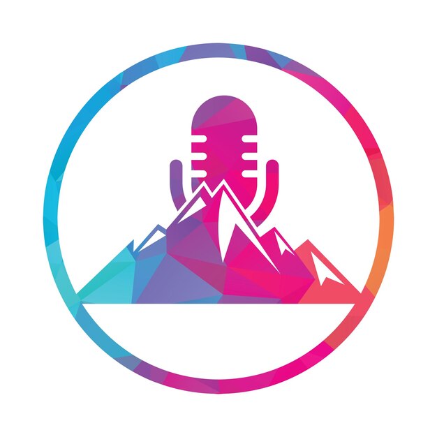 Podcast berg vector logo ontwerpsjabloon