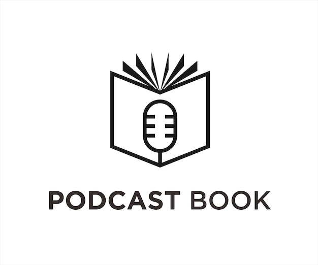 Podcast boek logo ontwerp vectorillustratie