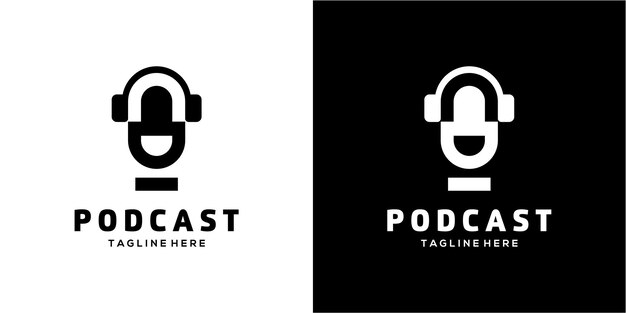 podcast broadcasting microphone mic entertainment happy face smile cheerful fun vector logo design