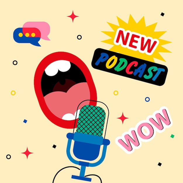 Podcast and broadcasting vector illustration Radio