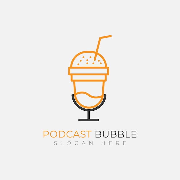 Modello di progettazione del logo della bevanda a bolle di podcast