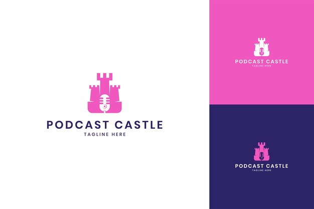 Podcast castle negative space logo design