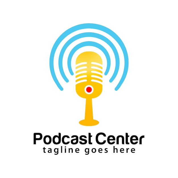 Podcast centrum logo ontwerpsjabloon