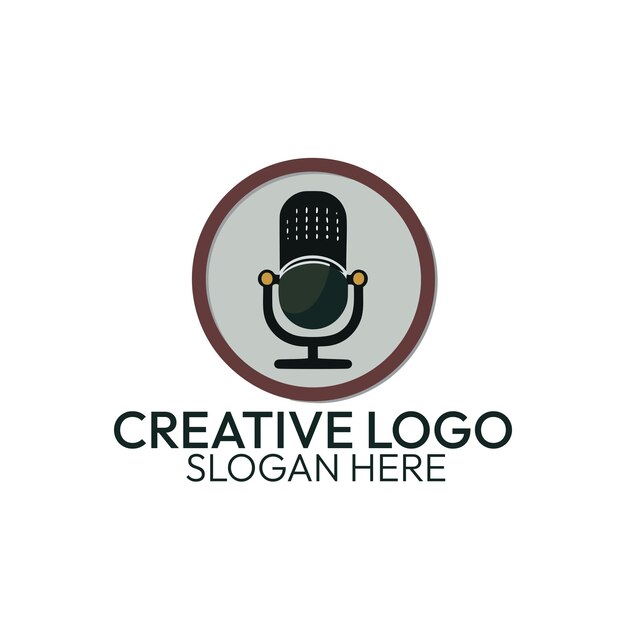 Podcast chat logo template with line art style