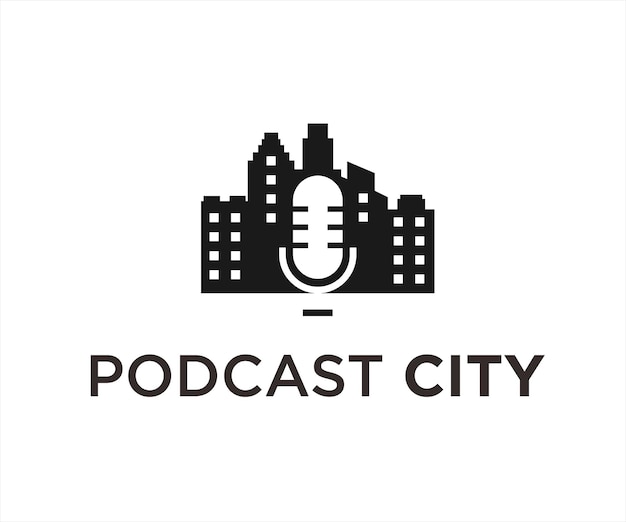 Podcast city logo design vector illustration