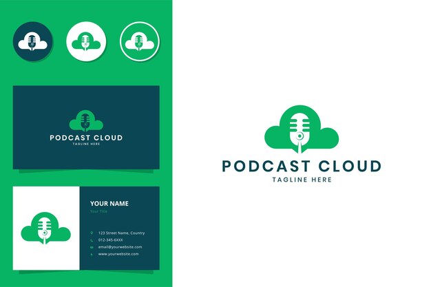 Podcast cloud negatief ruimtelogo-ontwerp