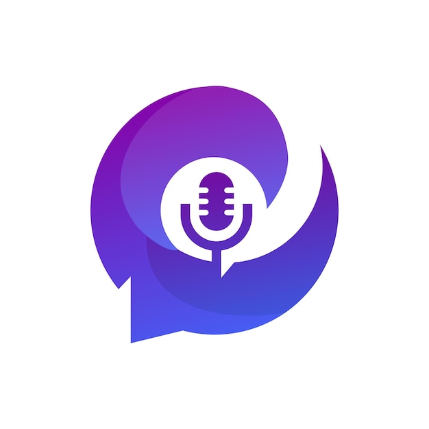 podcast communication logo design vector