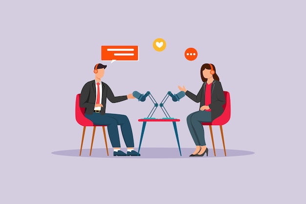 Podcast concept Colored flat vector illustration isolated