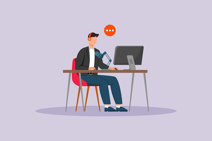 Vector podcast concept colored flat vector illustration isolated