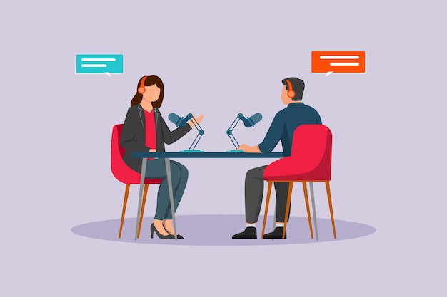 Podcast concept Colored flat vector illustration isolated