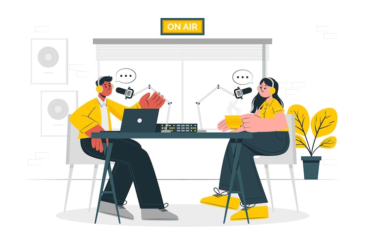 Vector podcast concept illustration