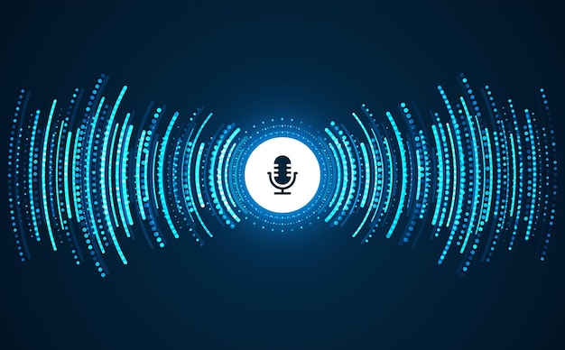 캐스트 개념 음성 녹음 파동 마이크 미래 기술