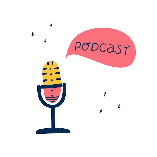 Podcast-concept voor radio-uitzendingen bloggen online leren Geluidsrecorder