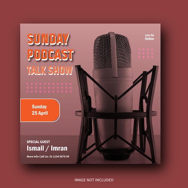 Podcast cover art template design vectors