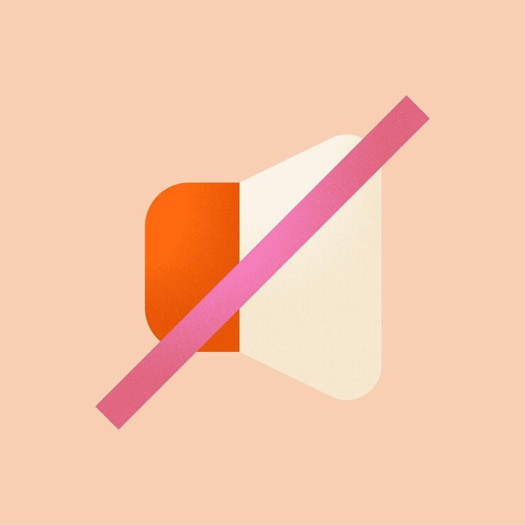 Vector podcast cute characters orange mute sticker