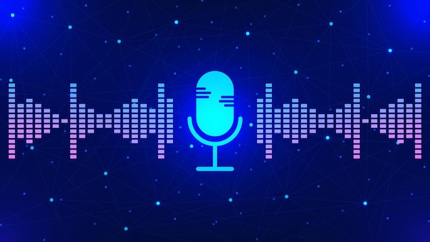 Podcast digital recording background with voice technology design concept