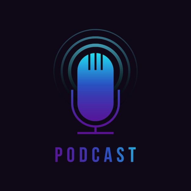 Podcast emblem with blue gradient