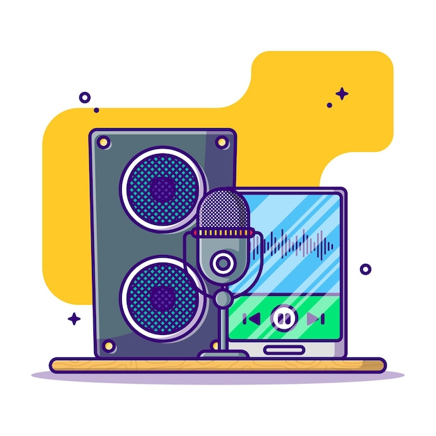 Podcast Equipment cartoon illustration