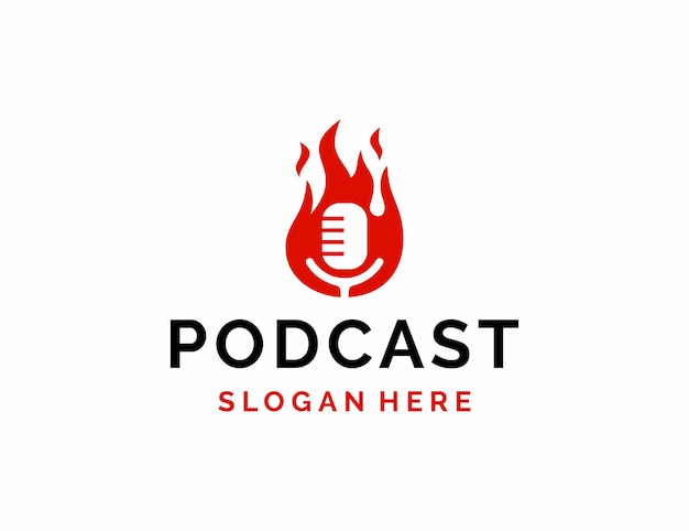 Modello di logo del fuoco del podcast