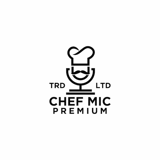 Podcast food chef mic voice logo design