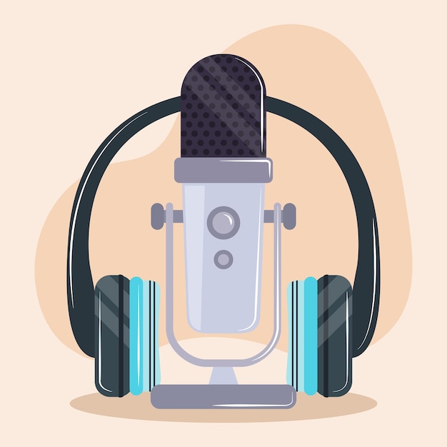 Podcast headphones and microphone