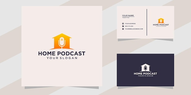 Podcast home onroerend goed logo en visitekaartjesjabloon