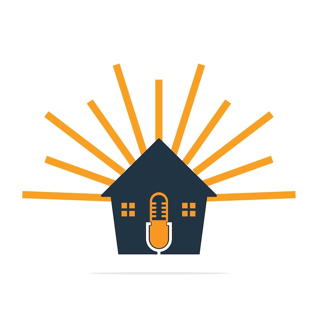 Podcast home vector logo ontwerp Studio home logo conceptontwerp