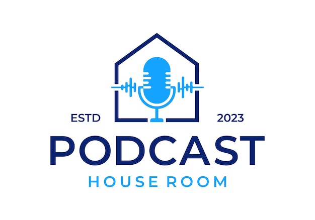 Podcast house talk record logo icon vector design template