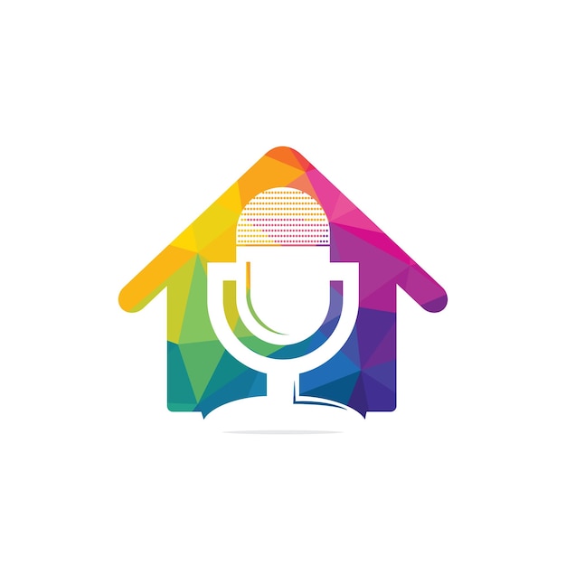 Podcast huis vector logo ontwerp