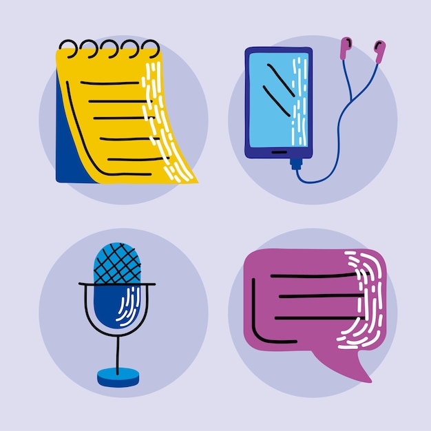 Podcast icon set