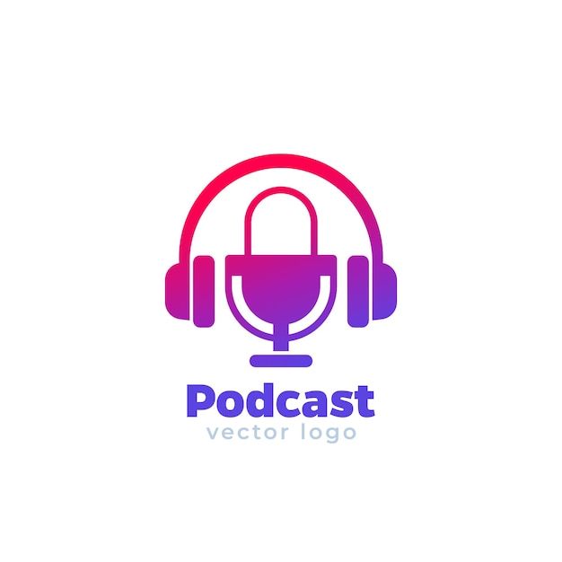 Vector podcast icon with headset and microphone