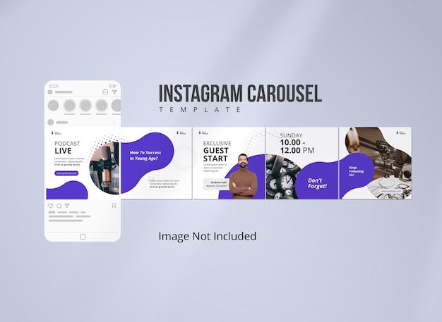 Podcast instagram carousel banner modello di social media