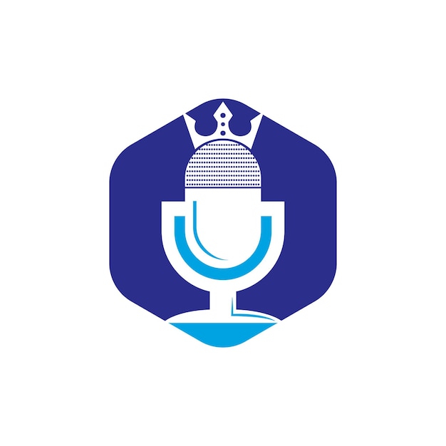 Podcast king vector logo design